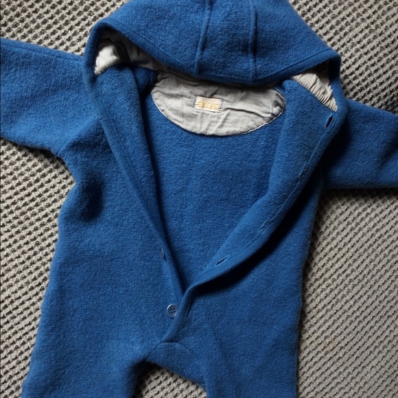 SOLD - 6/12M Disana Boiled Wool Blue Coverall - Picture 4 of 6